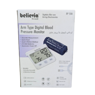 Believia Arm Type BP Monitor 50A - Oscillometric Blood Pressure Monitor with Automatic Pressurization